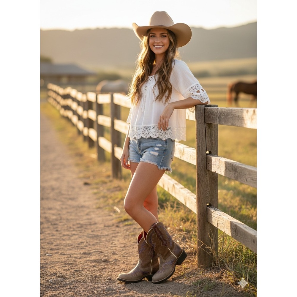 Ariat Brown Women's 7B Wide Square Toe Boots 10007984 Western Leather Cowboy